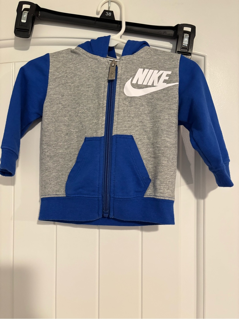 Nike Baby Zip Hoodie in Gray and Royal Blue